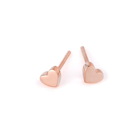 1. MyaMoon shiny heart earrings in rose gold plating, showcasing Nordic minimalism and feminine elegance, made from 925 silver