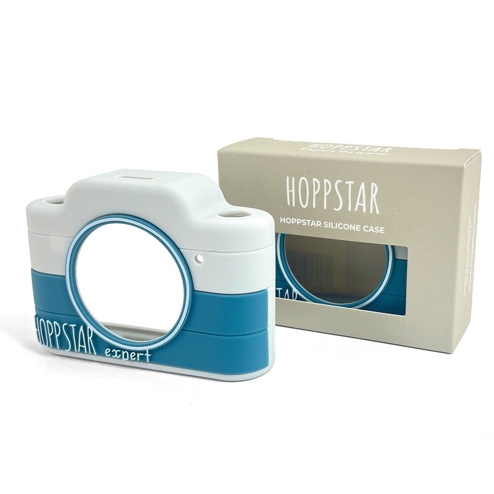 4. Blue and grey silicone case for Hoppstar Expert kids camera with packaging box