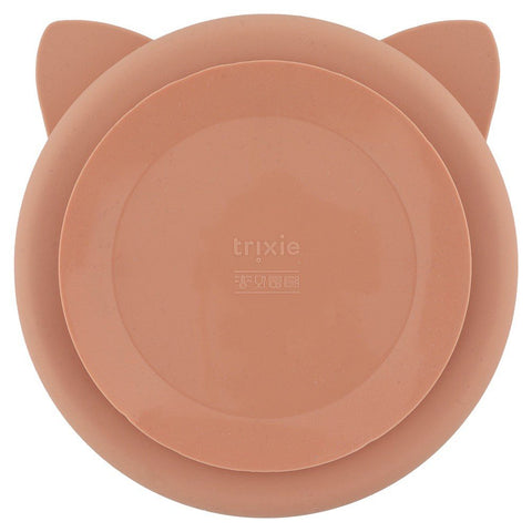 5. Back view of Trixie Baby Mrs. Cat silicone plate showing suction base and Trixie logo