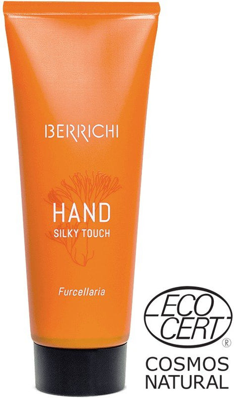 1. Berrichi Silky Hand Cream HAND 75ml tube with Ecocert COSMOS Natural certification logo