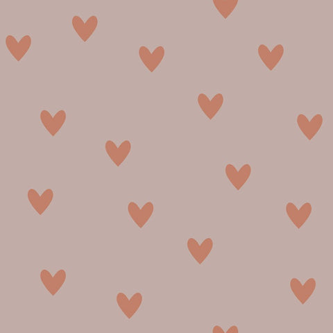2. Close-up of pink and red heart pattern on beige wallpaper by Dekornik