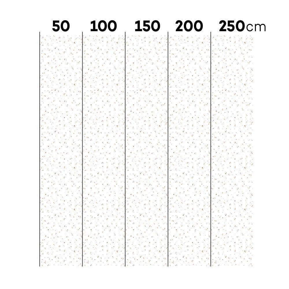 5. Size chart for Dekornik wallpaper showing width in centimeters from 50 to 250