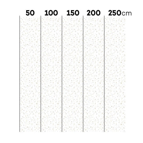 5. Size chart for Dekornik wallpaper showing width in centimeters from 50 to 250