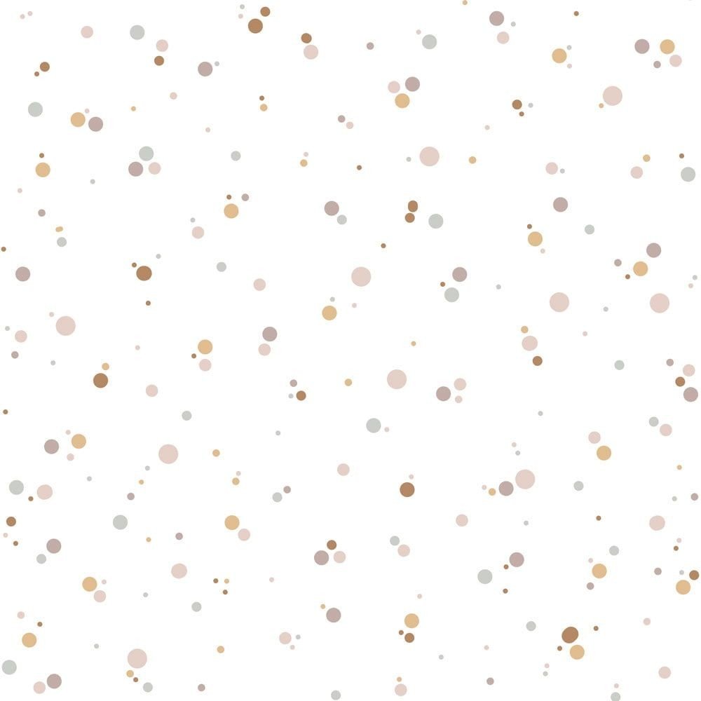 3. Close-up of Dekornik Simple Dots Minimini wallpaper in cinnamon and powder pink on warm beige background