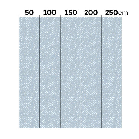 5. Size chart for Dekornik's light blue irregular dots wallpaper showing width in centimeters