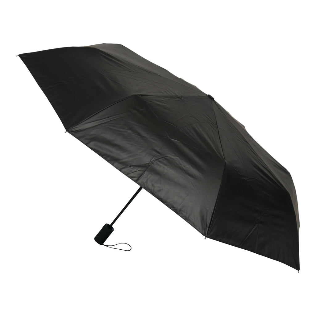 6. Sky Lake umbrella with sleek black exterior, open with handle visible