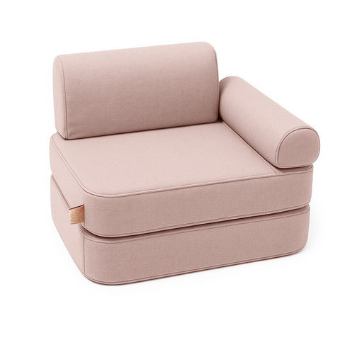 3. Rosy dune pink children's modular sofa with armrest and double cushion on white background
