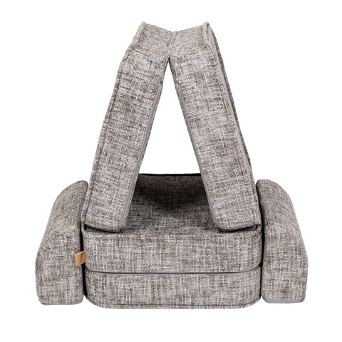 3. MeowBaby small modular sofa for kids in Tangle Moon Grey, arranged in a tent-like structure