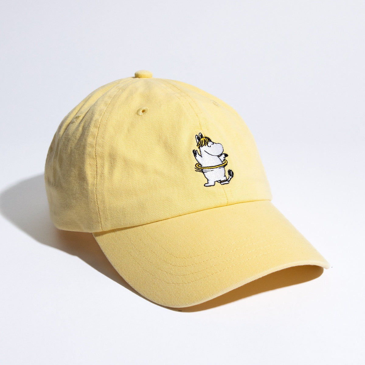 3. Moomin by NordicBuddies Snorkmaiden Dad Cap in yellow, studio shot