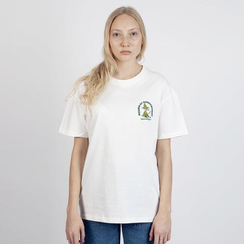 5. Women's Snufkin Fishing T-Shirt by Moomin in white, worn by female model in studio