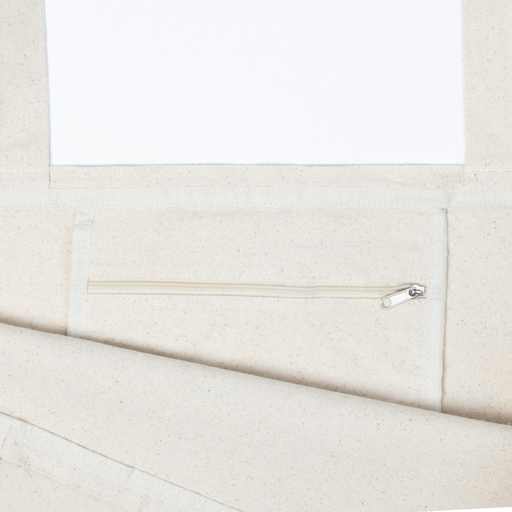 5. Close-up of interior pocket with zipper in Moomin by NordicBuddies Snufkin XXL tote bag