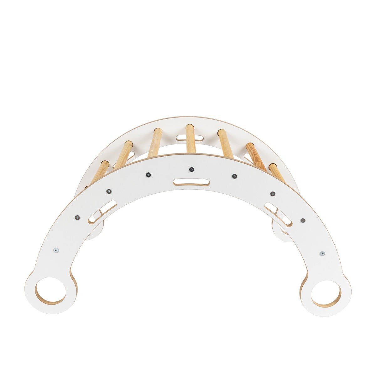 4. Side view of Snug Rocker for kids, highlighting birch plywood structure and rounded edges