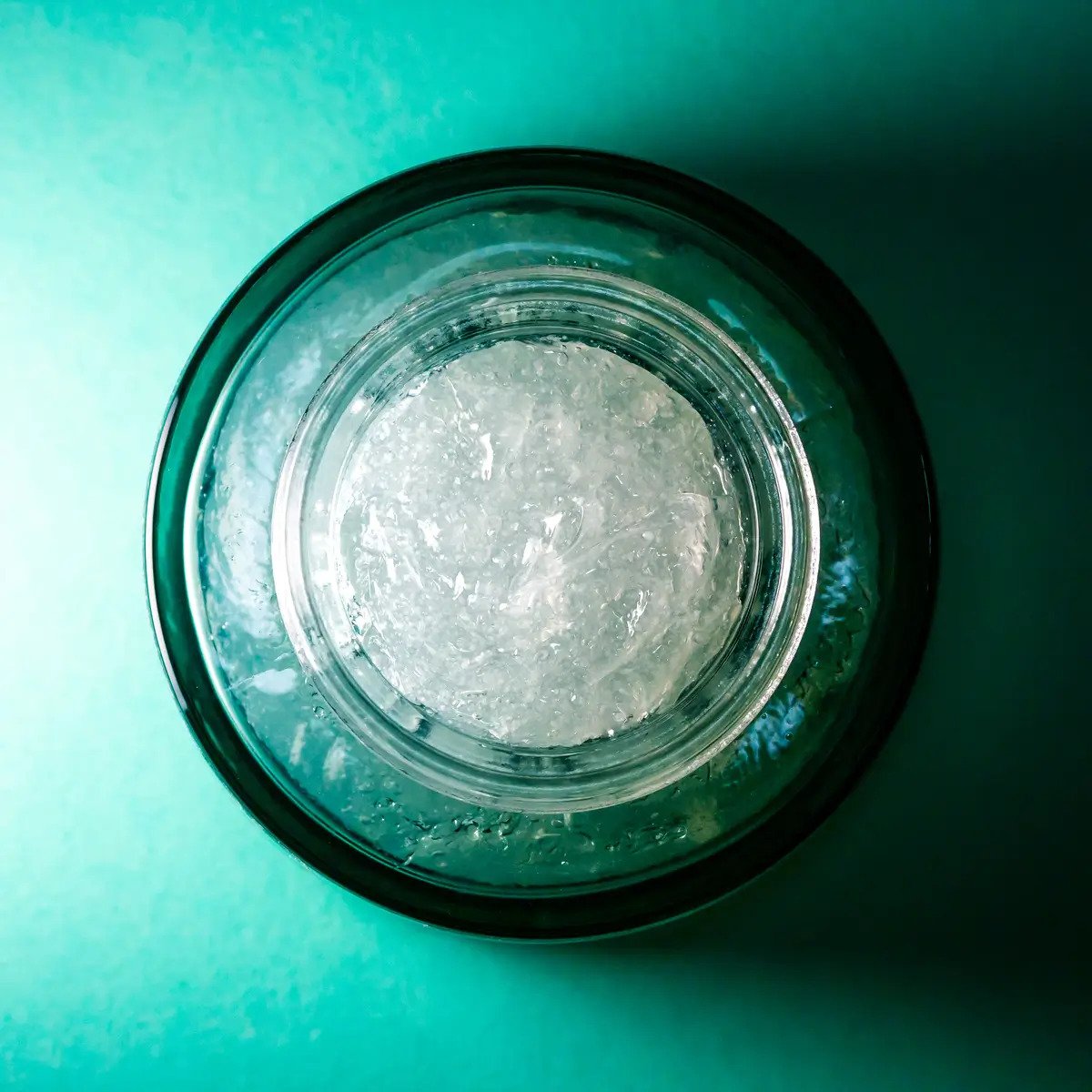 5. Top view of Usva Cosmetics Soft Glow Radiant Exfoliating Jelly showing clear gel texture