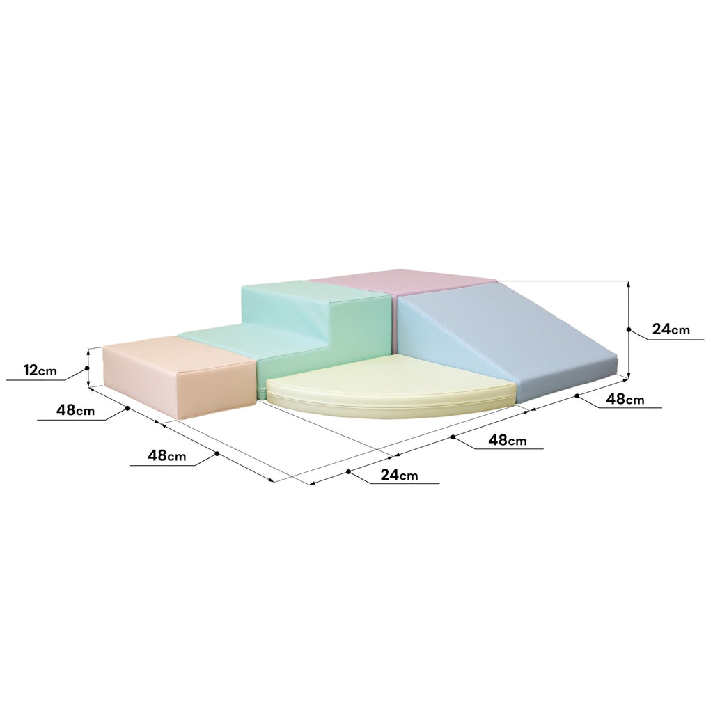 12. Size chart for IGLU pastel foam block set with dimensions in centimeters