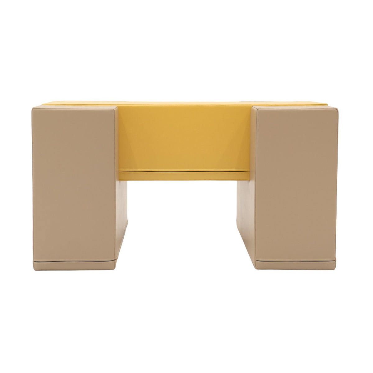 2. Front view of beige and honey-colored soft play balance bridge by IGLU in studio