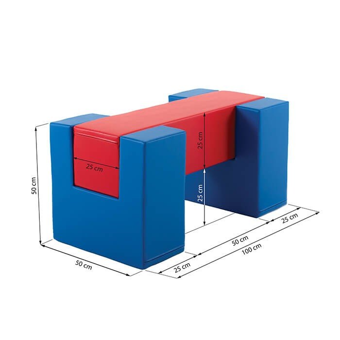 5. Size chart for IGLU Soft Play Balance Bridge with detailed measurements in centimeters