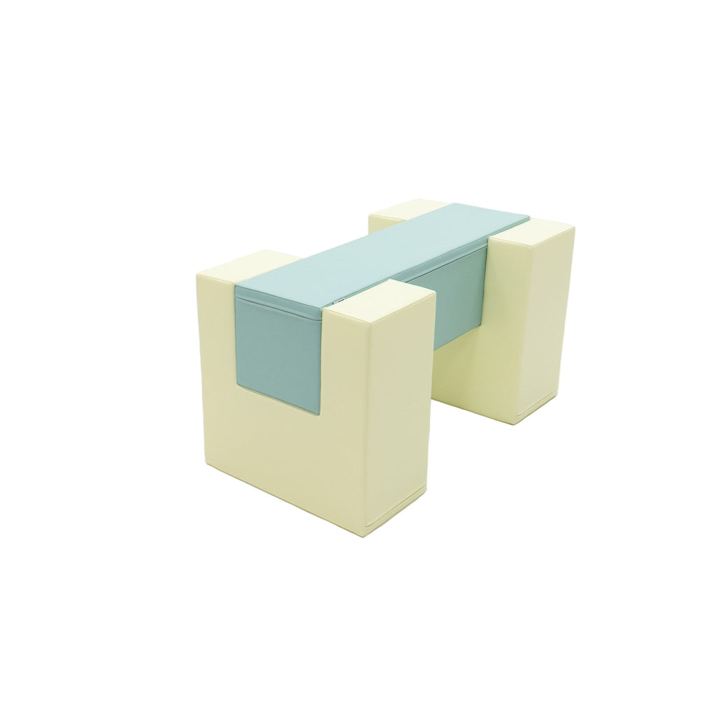 4. Angled view of IGLU Soft Play Balance Bridge in light pastel colors showing design