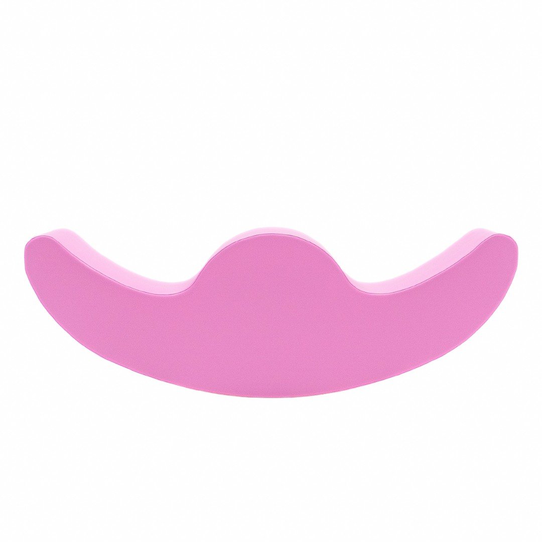 2. Pink double rocker for children made of soft foam with a smooth, curved design, shown on a white background, ideal for playrooms and parties, by IGLU.