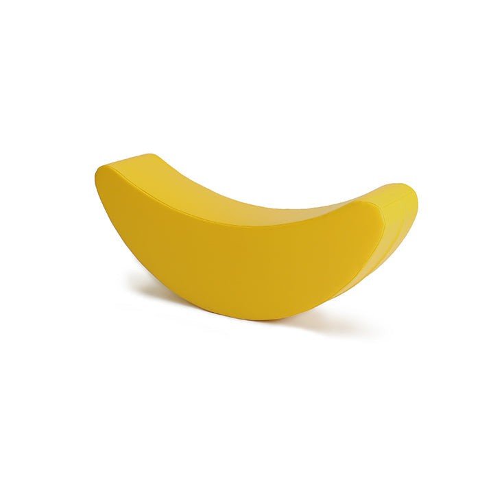 2. Yellow banana-shaped soft play rocking toy on white background