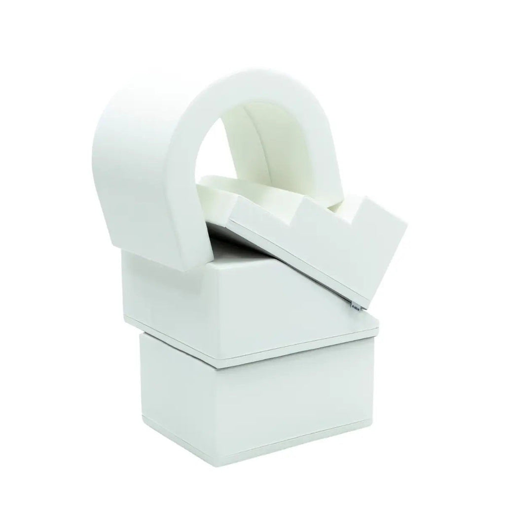 9. Stacked white IGLU soft play set pieces showing arch and steps