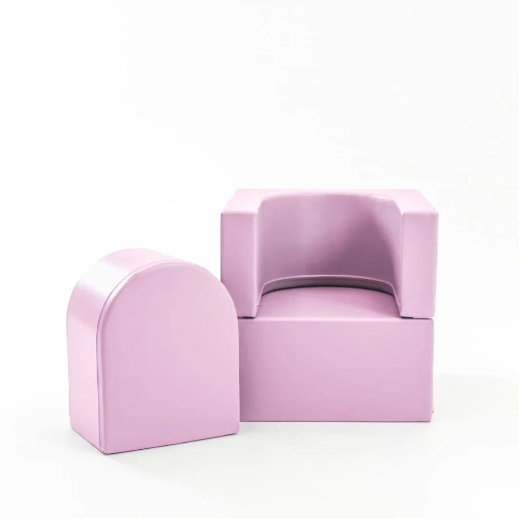 2. Pink IGLU Snoozy soft play sofa chair with detachable sections on white background