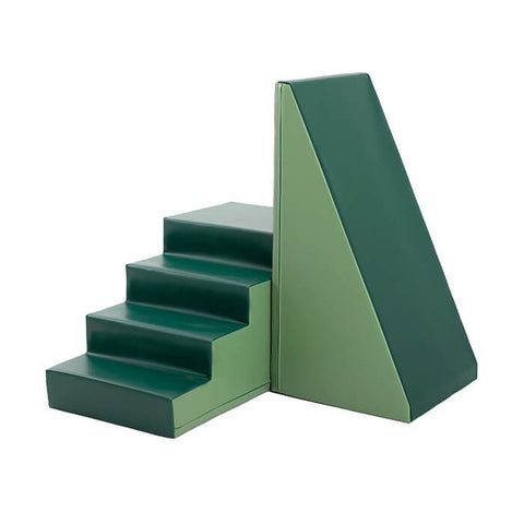 5. Green soft play step and slide set by IGLU shown from side angle