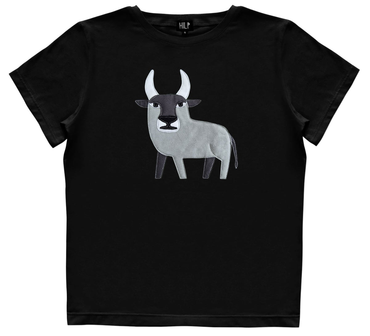 4. Women's Taurus T-shirt by HILP in black showcasing bull design, studio shot