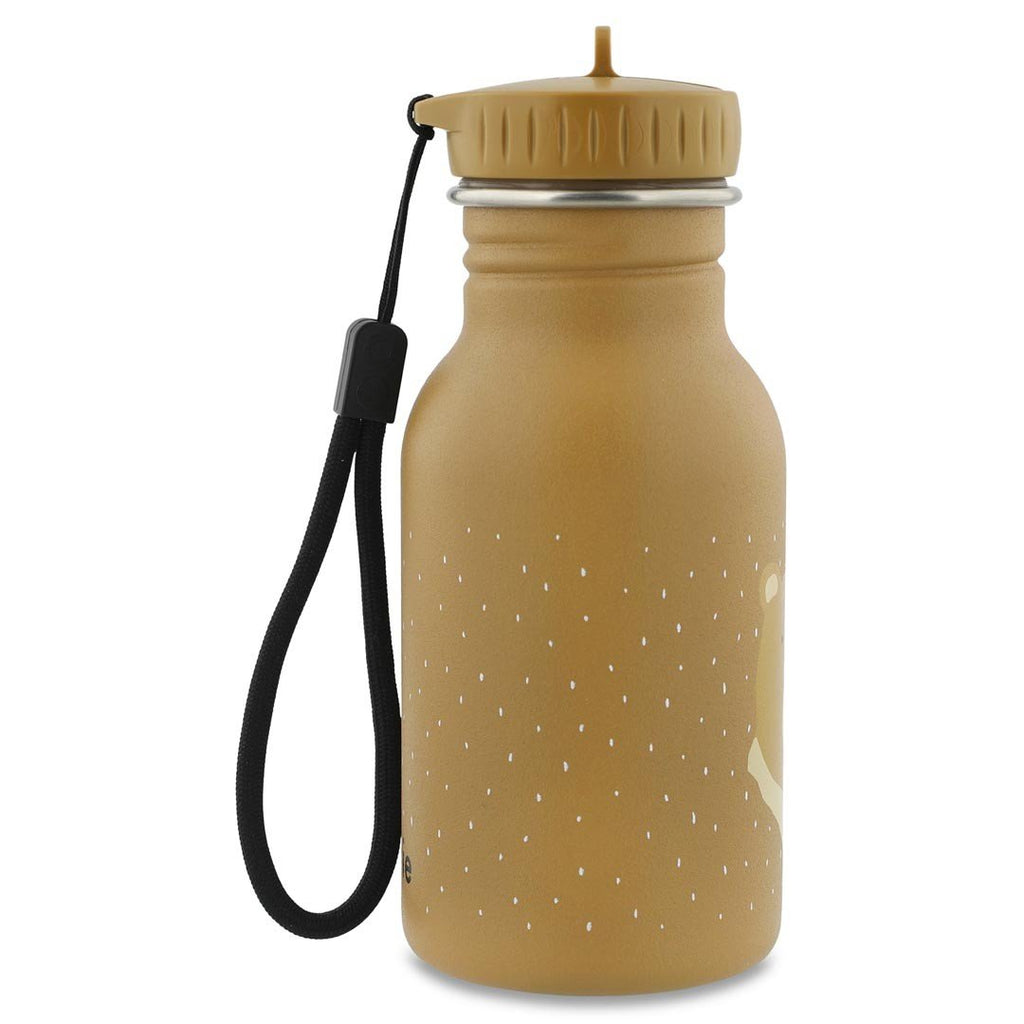 2. Trixie Baby Mr. Bear stainless steel bottle with black loop, shown from side on beige background