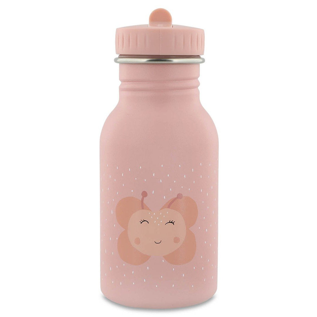 1. Pink stainless steel bottle with butterfly design and easy-open cap, perfect for kids