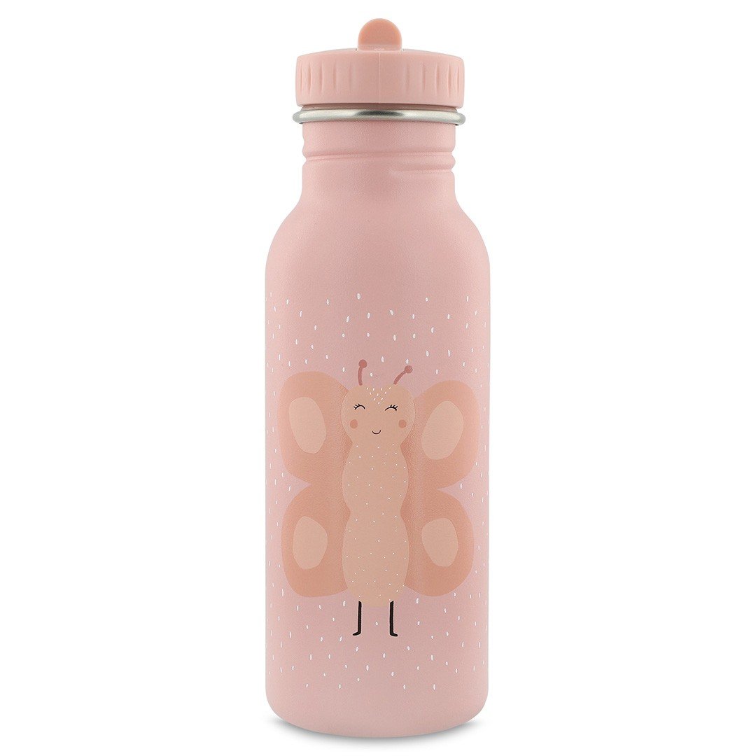 1. Pink stainless steel bottle with butterfly design and easy-to-open cap, suitable for kids