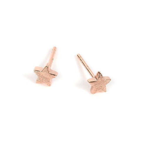 1. MyaMoon rose gold star earrings with brushed finish and polished sides, made from 925 silver