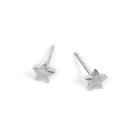 2. MyaMoon silver star earrings with brushed finish and polished sides, crafted from 925 silver