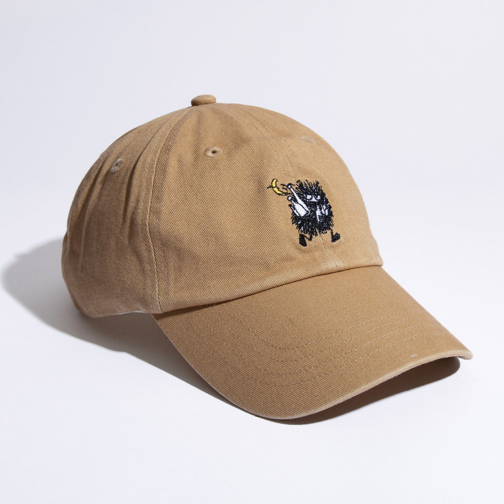1. Moomin by NordicBuddies Stinky Dad Cap in brown, featuring embroidered character, shown in studio setting