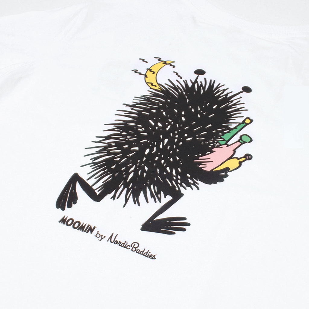 5. Close-up of back design on women's Stinky Everyday T-Shirt by Moomin, highlighting character detail