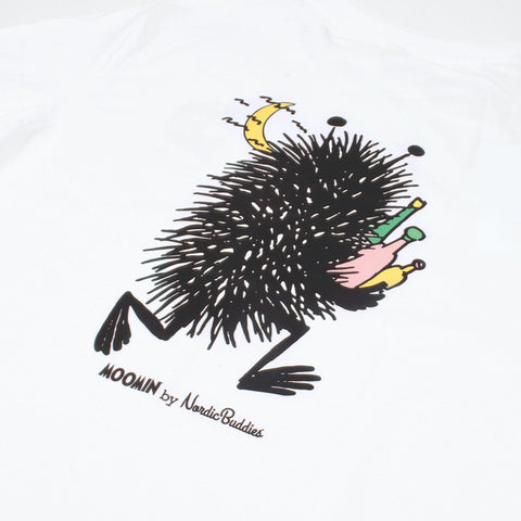 5. Close-up of back design on women's Stinky Everyday T-Shirt by Moomin, highlighting character detail
