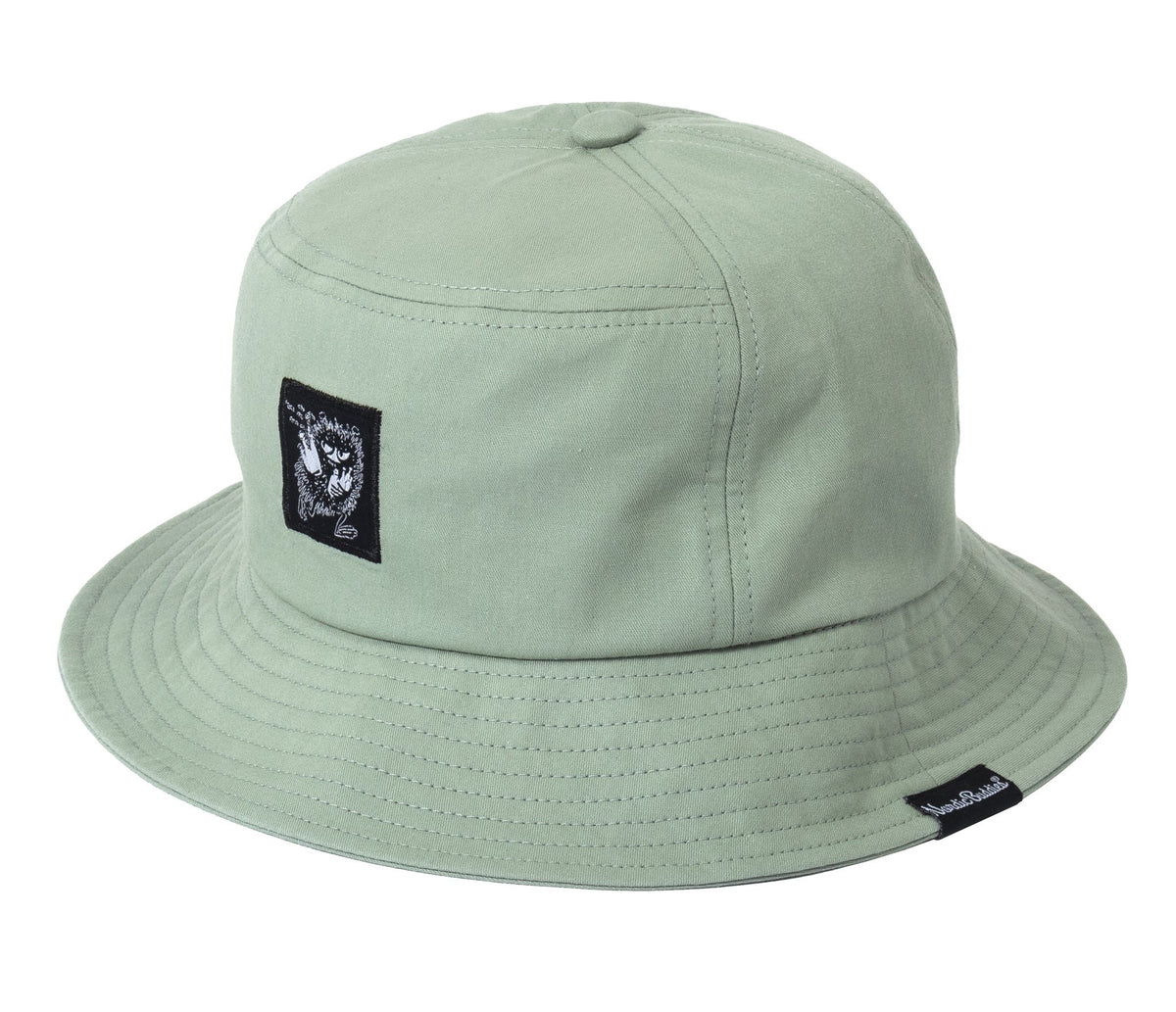 4. Light green Stinky Bucket Hat by Moomin, studio product image showing front and side