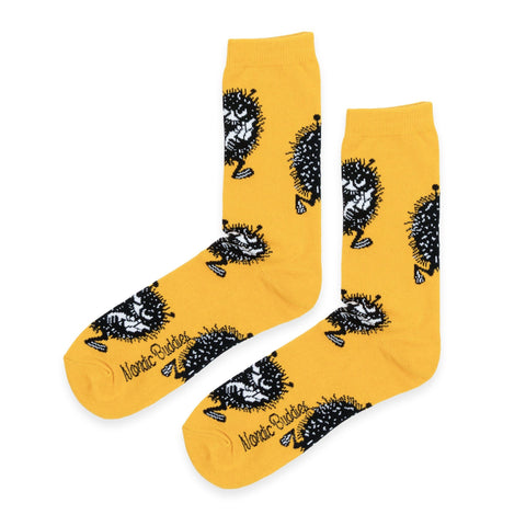 4. Pair of yellow socks with Moomin Stinky character and NordicBuddies logo
