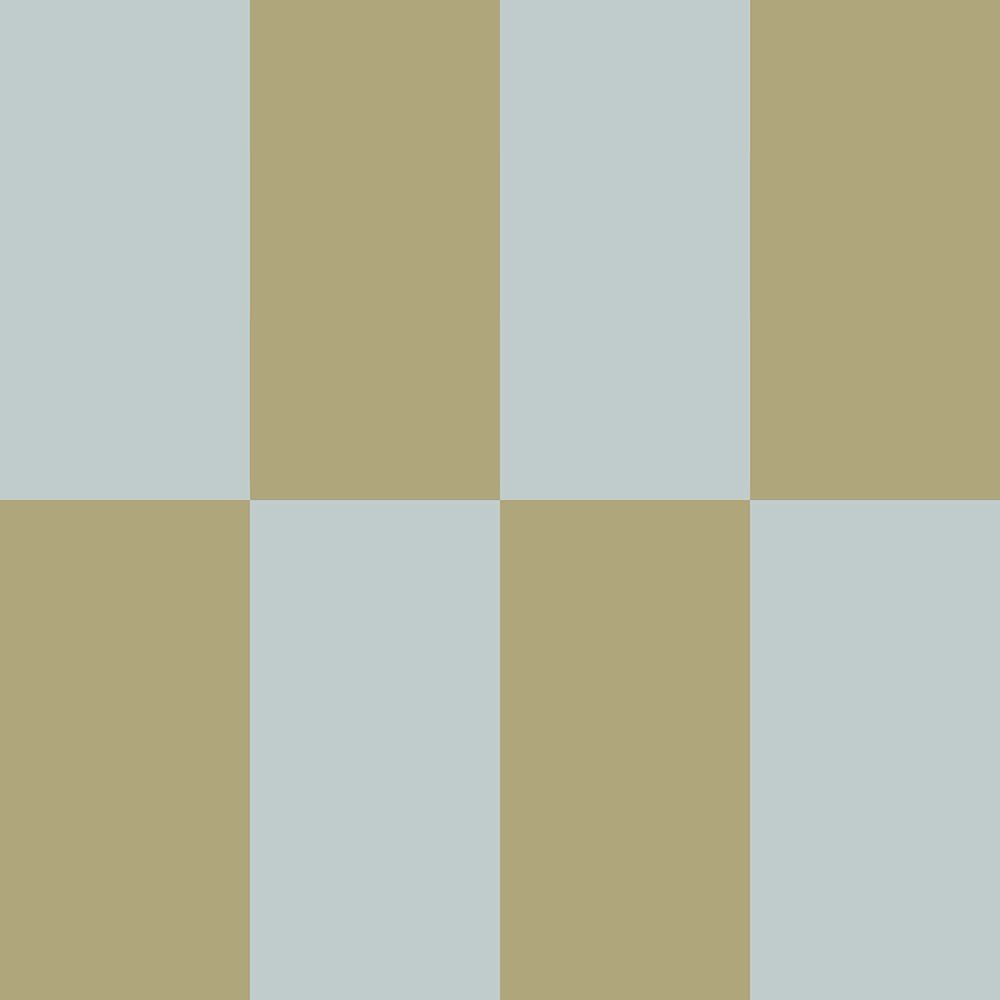 2. Studio shot of blue and green striped wallpaper with alternating muted colors, showcasing the paneled effect