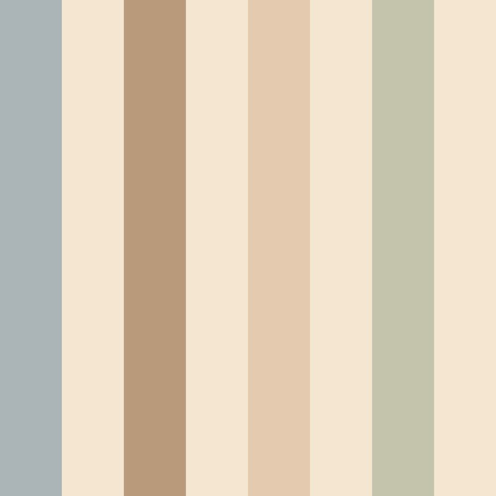 2. Close-up of Dekornik's neutral striped wallpaper with narrow 5 cm stripes in beige, brown, and grey tones on a matte paper surface