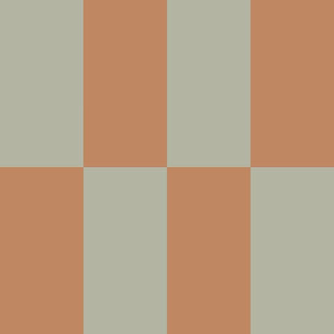 2. Studio shot of Dekornik wallpaper with alternating muted green and cappuccino stripes creating a paneled effect