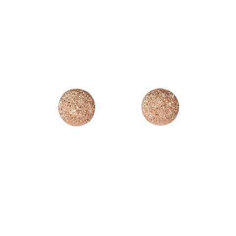 2. MyaMoon Sugarball Earrings in rose gold plating, shown in studio setting