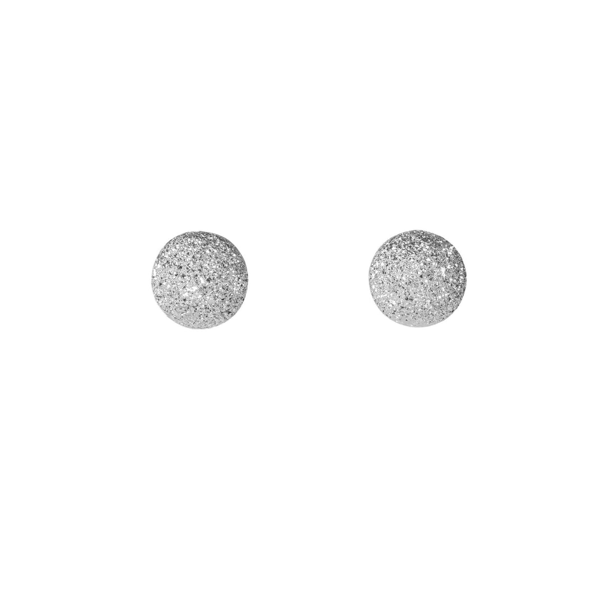 6. MyaMoon Sugarball Earrings in silver plating, shown in studio setting