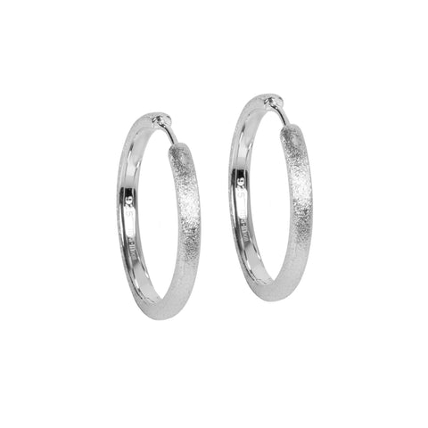 2. MyaMoon Sugar Hoops L Earrings in silver, featuring brushed-sugar outer surface and polished inner surface