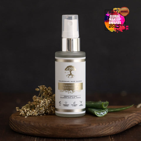 2. HOIA homespa deep moisturizing face toner in 50ml glass bottle with sprayer, displayed with aloe and award badge