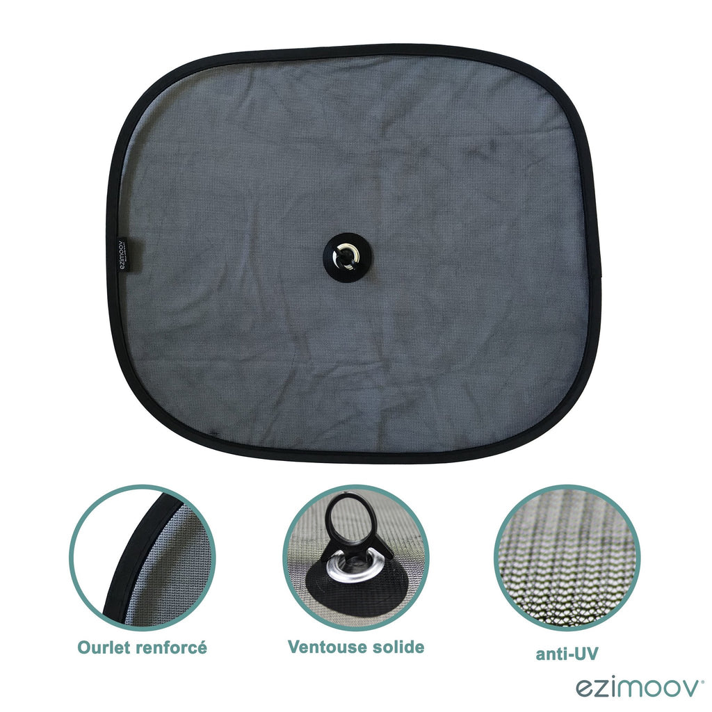 3. Close-up of Ezimoov EZI SUN STOPPERS sun shade with reinforced hem and anti-UV mesh