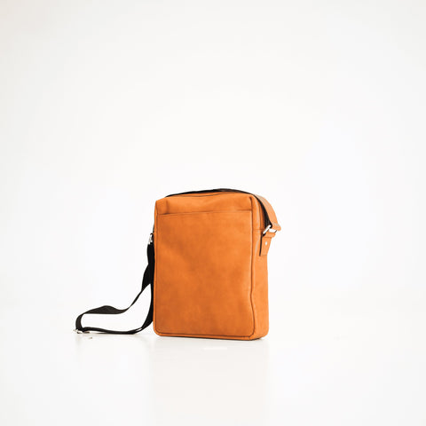 3. Studio shot of Papillon large shoulder bag No. 38 in natural leather, showing back view with adjustable strap