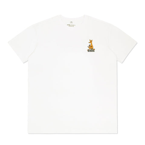 3. Studio shot of unisex white Moomin by NordicBuddies t-shirt with small front logo
