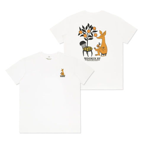 5. Flat lay of unisex white Moomin by NordicBuddies t-shirt showing front and back design