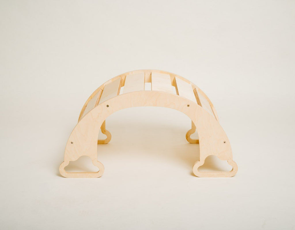 2. Birch plywood rainbow climber with natural finish on a white background