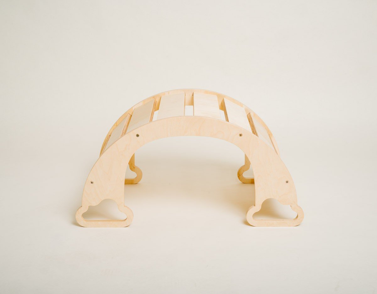 2. Birch plywood rainbow climber with natural finish on a white background